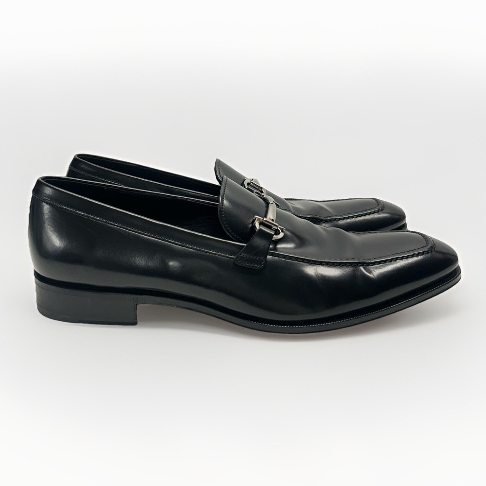 Salvatore Ferragamo Fenice Nero Calf Gancini Bit Loafers Mens 10.5 D Black